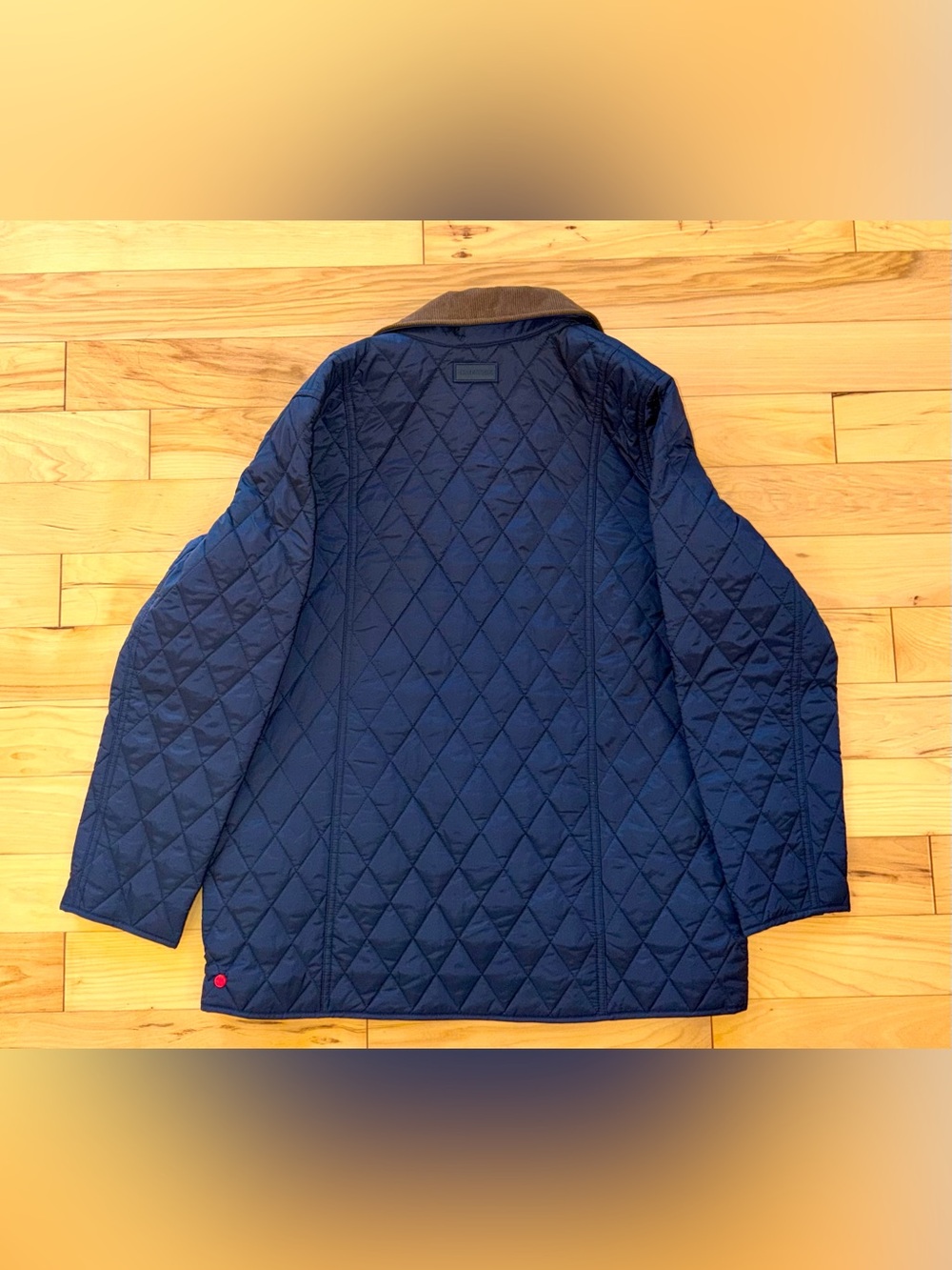 Hunter Rachel Navy Quilted Puffer Jacket with Brown Corduroy Collar Women New - Picture 12 of 13
